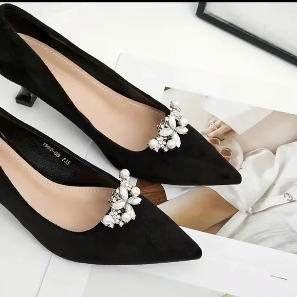 2pc Silver Embellished Rhinestone Shoe Clips – Elegant Crystal Accent for Heels, - Picture 6 of 11